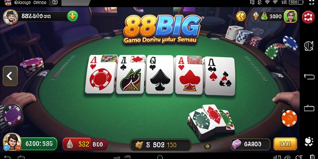 Tampilan gameplay seru 88BIG dengan pemain yang berinteraksi di meja Domino.