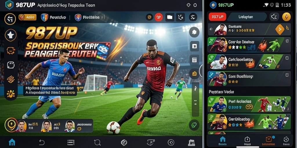 Screenshot utama 987UP yang menampilkan antarmuka taruhan yang mudah digunakan.