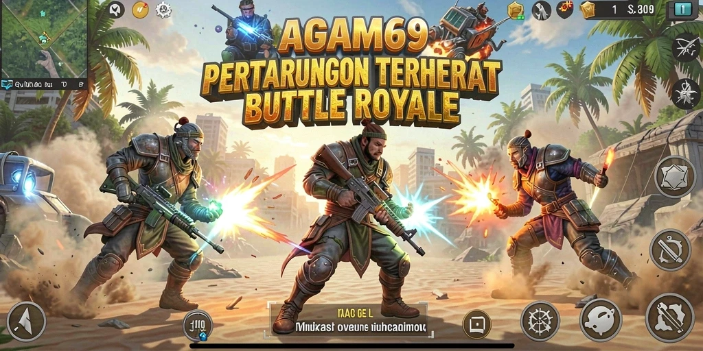 Tampilan aksi seru dalam permainan Battle Royale AGAM69.