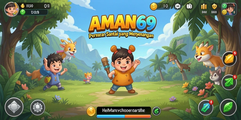 Tampilan gameplay dari AMAN69 yang penuh warna dan seru.