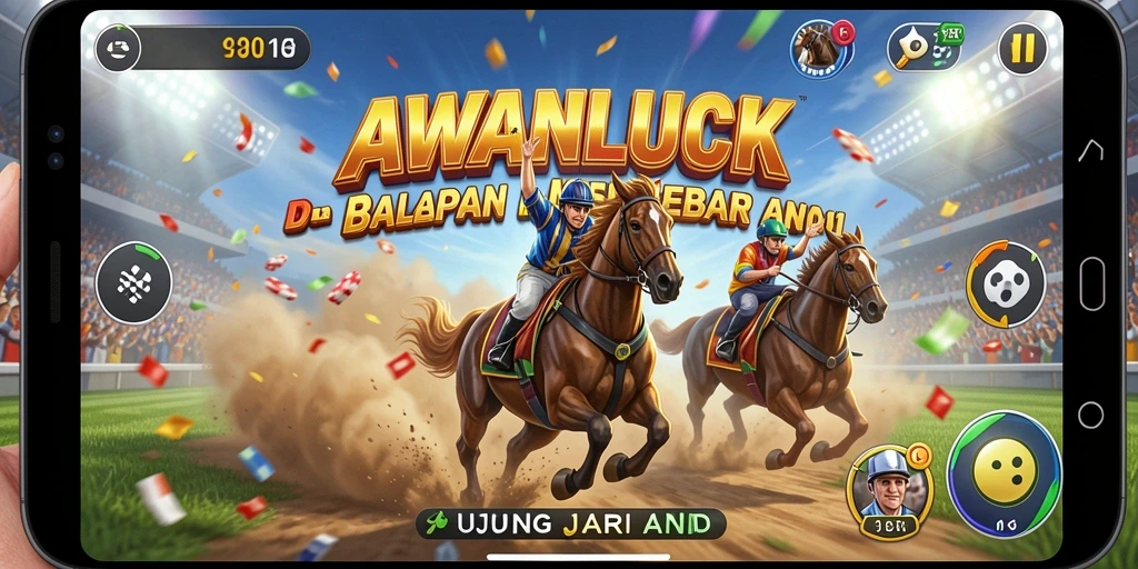 Tampilan gameplay balapan yang intens dan mendebarkan di AWANLUCK.