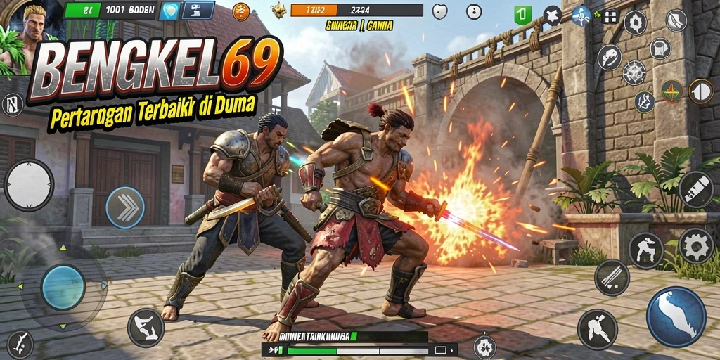 Screenshot gameplay BENGKEL69 menampilkan pertarungan yang intens.