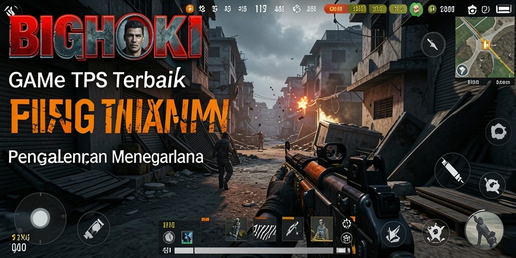 Screenshot gameplay BIGHOKI yang menampilkan aksi tembak-menembak.