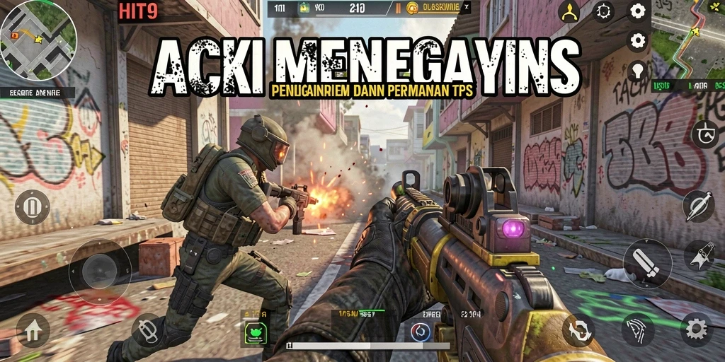 Tangkapan layar gameplay HIT9 dengan aksi tembak-menembak yang seru.