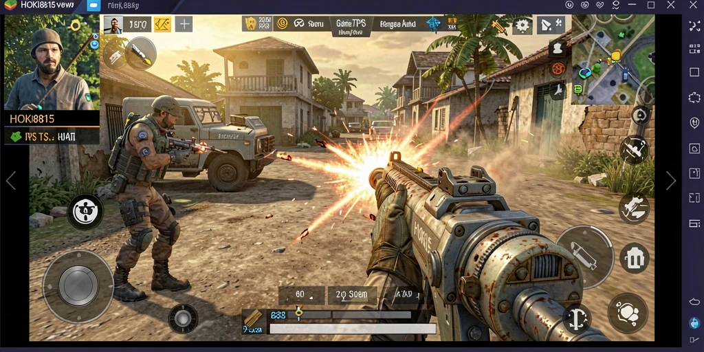 Tampilan mendebarkan dari gameplay HOKI8815 dalam aksi TPS.