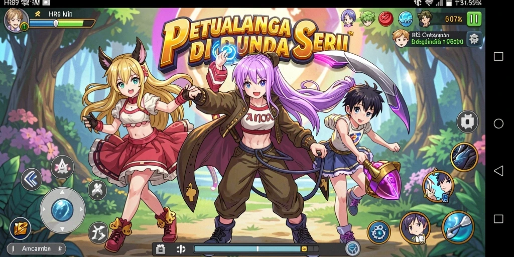 Gameplay menakjubkan dengan karakter Anime menarik.