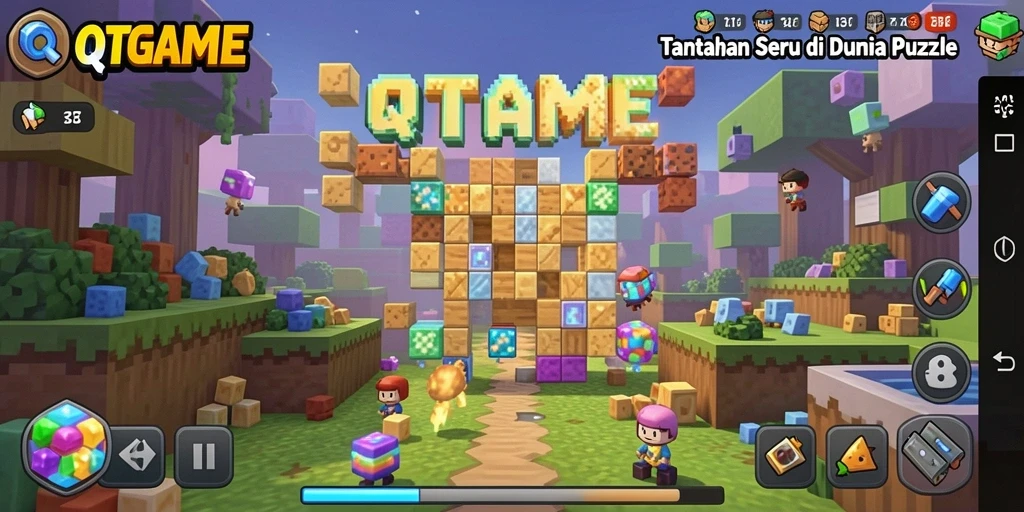 Tampilan tantangan puzzle yang seru di QTGAME.