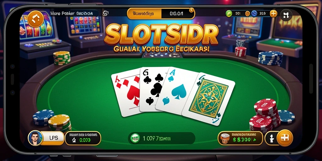Screenshot gameplay SLOTSIDR menampilkan meja Poker yang penuh semangat.