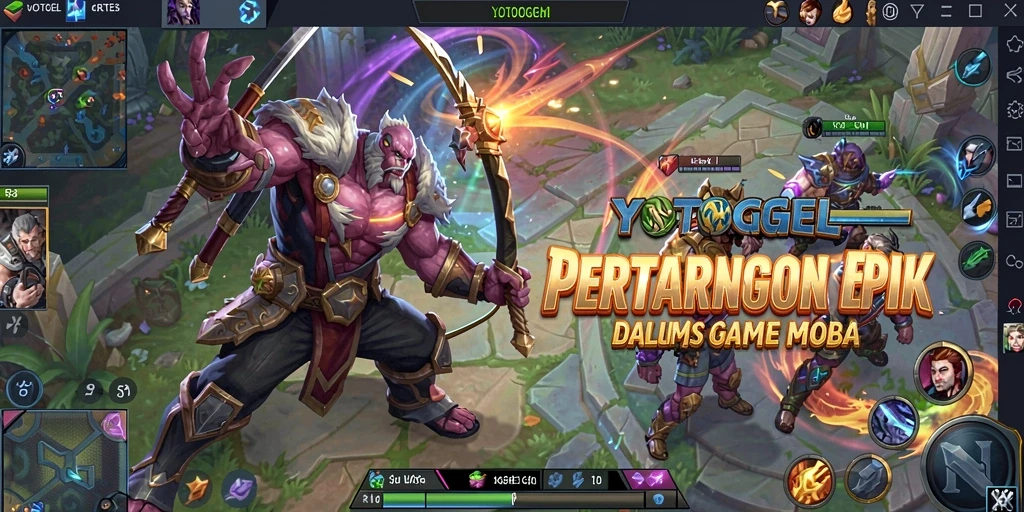 Screenshot gameplay YOTOGEL menunjukkan pertarungan strategis yang intens.
