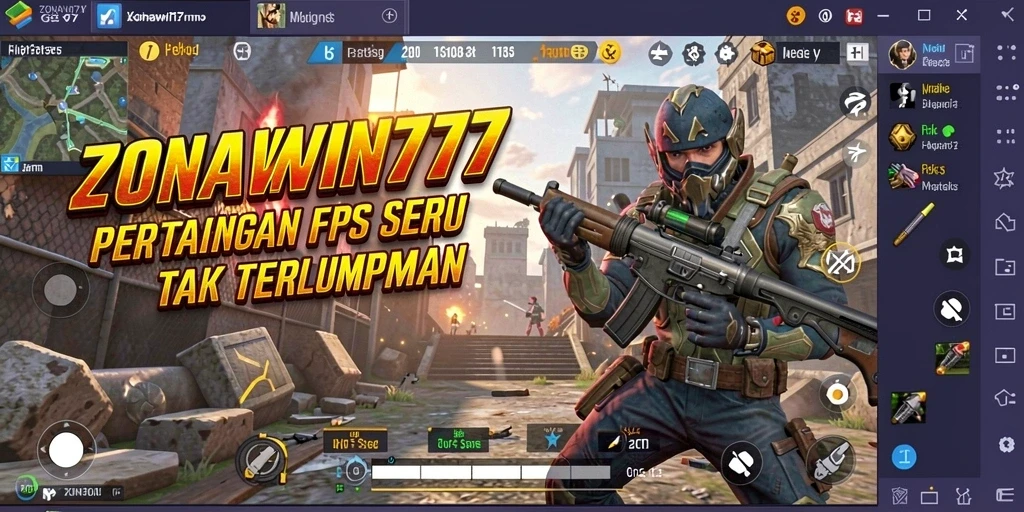 Tangkapan layar gameplay ZONAWIN777, menunjukkan intensitas pertarungan FPS.